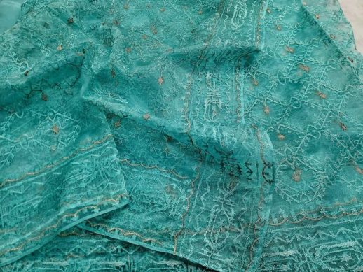 Exclusive-Teal-color-Jamdani-shari.