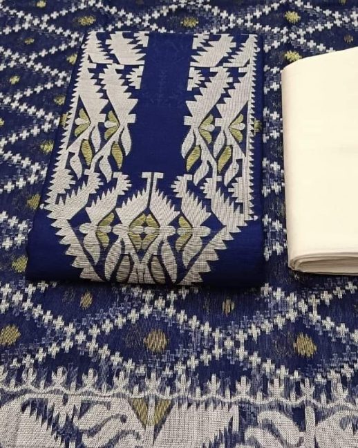 High Quality Dark Blue print Three Piece