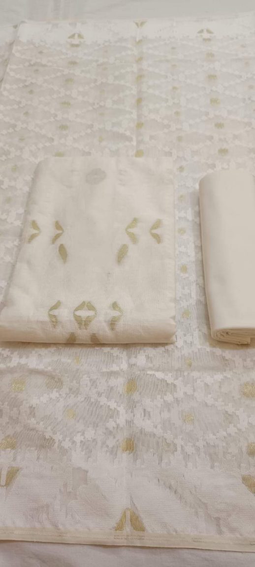 Modern-White-color-Jamdani-Shari